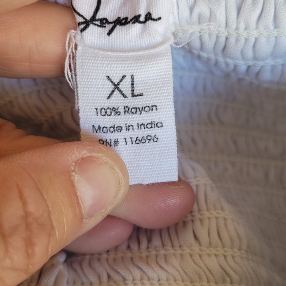 Japna Jumpsuit Womens XL Blue White Striped Embroidered V Neck Smocked Back - Picture 6 of 6